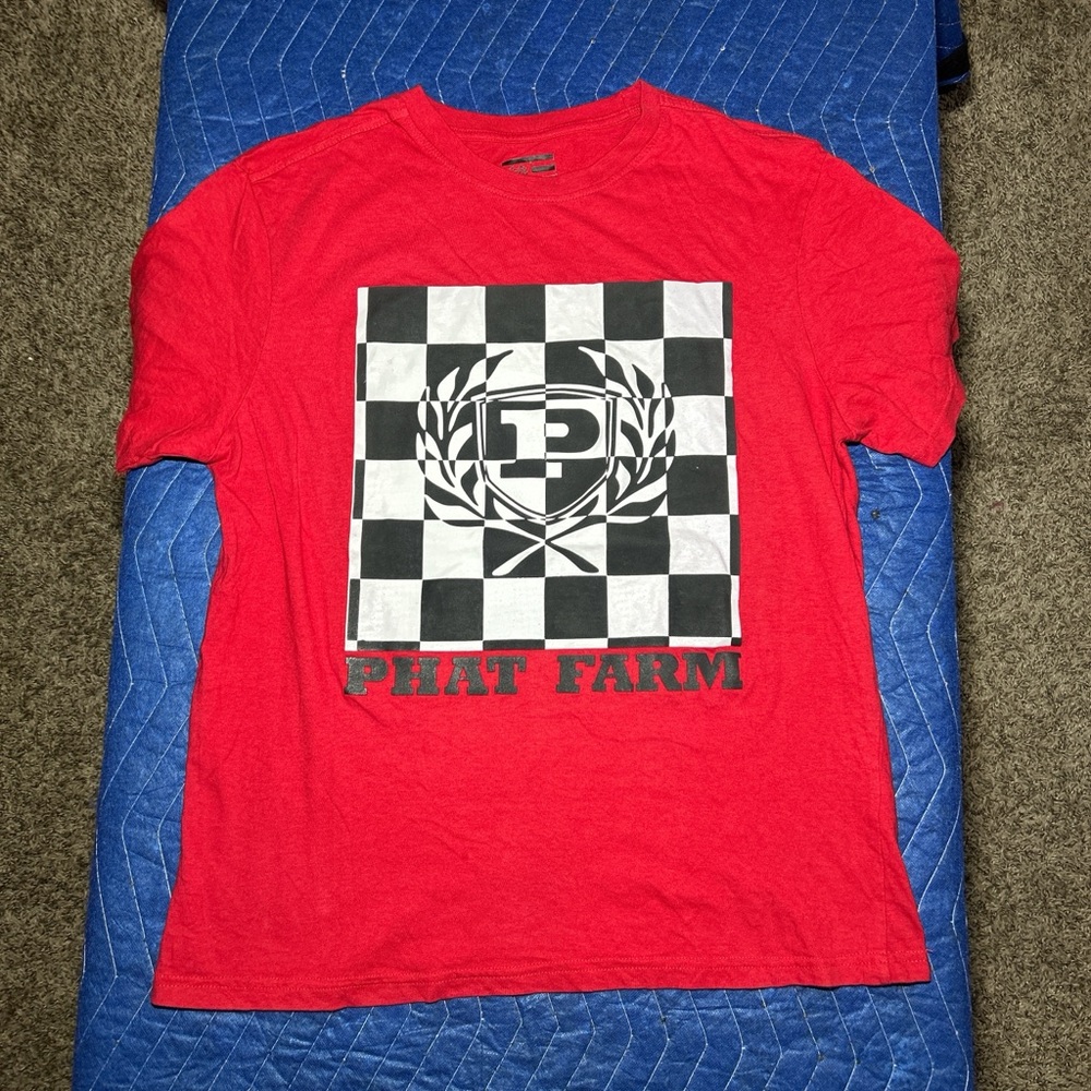 Phat Farm Red Checkered Logo Tee